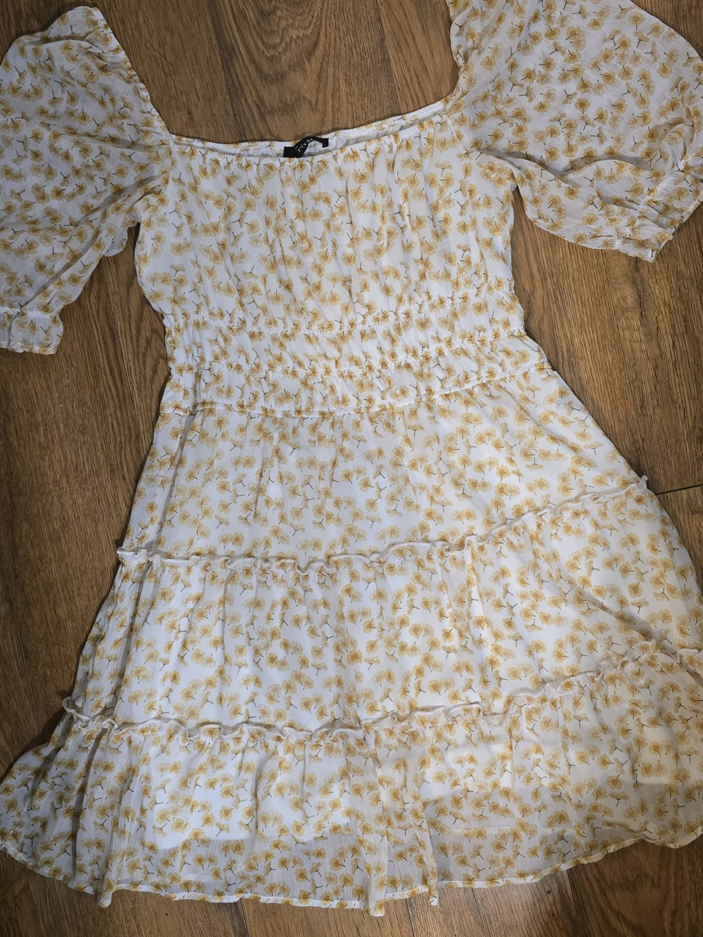 Trixxi White Dress with Yellow Floral Print